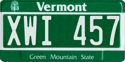 VT license plate XWI457