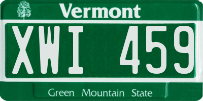 VT license plate XWI459