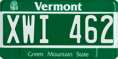 VT license plate XWI462