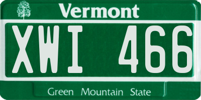 VT license plate XWI466