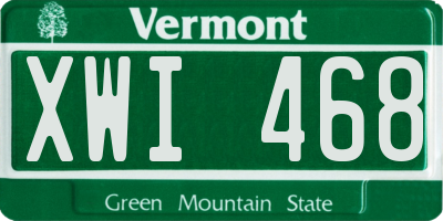 VT license plate XWI468