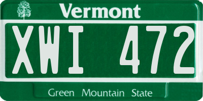 VT license plate XWI472