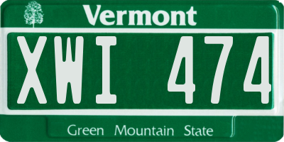 VT license plate XWI474