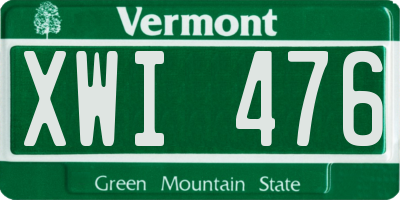 VT license plate XWI476