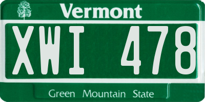 VT license plate XWI478
