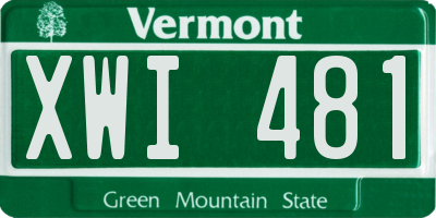 VT license plate XWI481