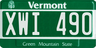 VT license plate XWI490