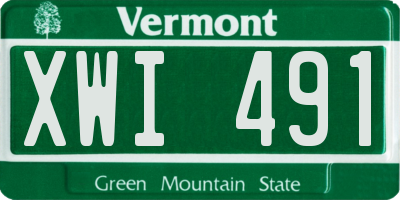 VT license plate XWI491