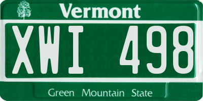 VT license plate XWI498