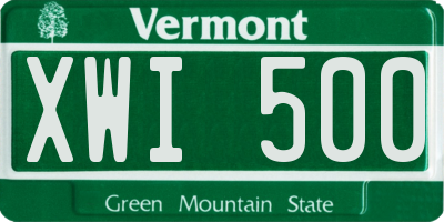 VT license plate XWI500