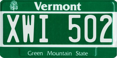 VT license plate XWI502