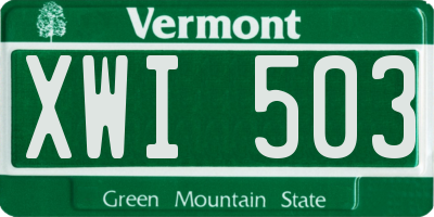 VT license plate XWI503