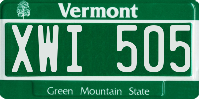 VT license plate XWI505