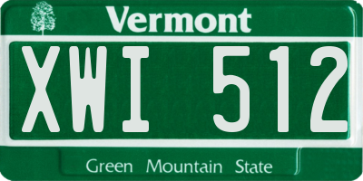 VT license plate XWI512