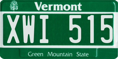 VT license plate XWI515