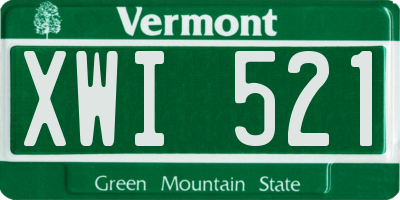 VT license plate XWI521