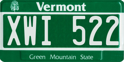 VT license plate XWI522