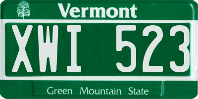 VT license plate XWI523