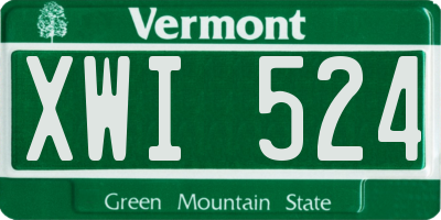 VT license plate XWI524