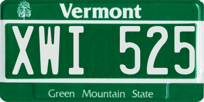 VT license plate XWI525
