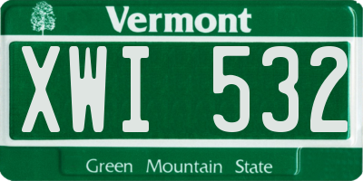 VT license plate XWI532