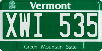 VT license plate XWI535