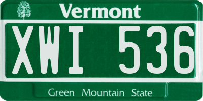 VT license plate XWI536
