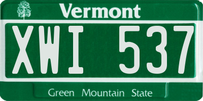 VT license plate XWI537