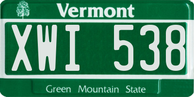 VT license plate XWI538