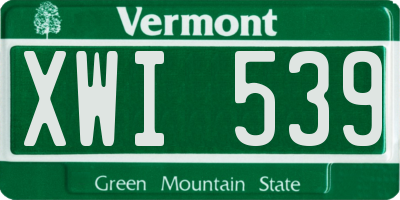 VT license plate XWI539