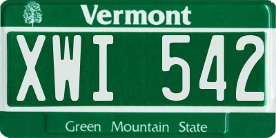 VT license plate XWI542