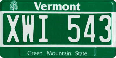 VT license plate XWI543