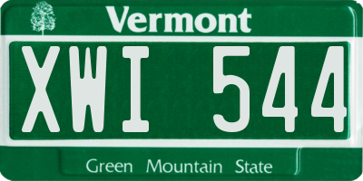 VT license plate XWI544