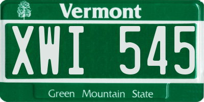 VT license plate XWI545