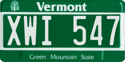 VT license plate XWI547