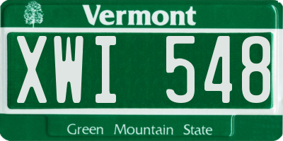 VT license plate XWI548