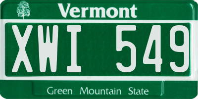 VT license plate XWI549
