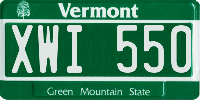 VT license plate XWI550