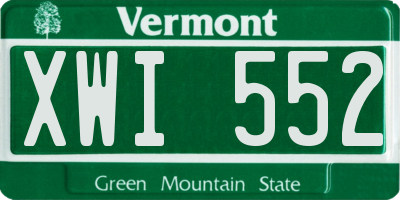 VT license plate XWI552