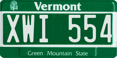 VT license plate XWI554