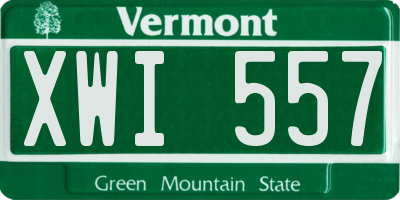 VT license plate XWI557