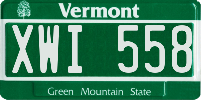 VT license plate XWI558