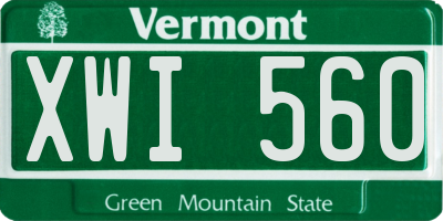 VT license plate XWI560