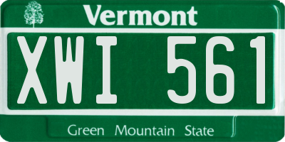 VT license plate XWI561