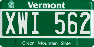 VT license plate XWI562