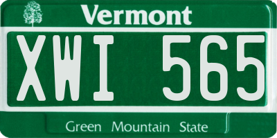 VT license plate XWI565