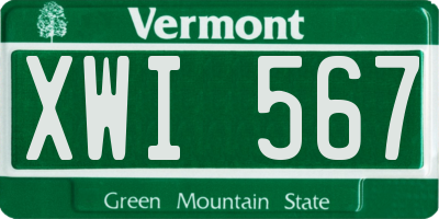 VT license plate XWI567