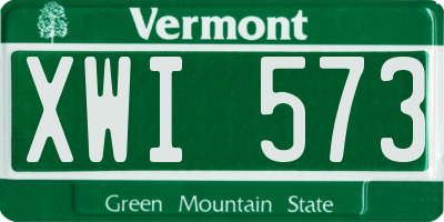 VT license plate XWI573