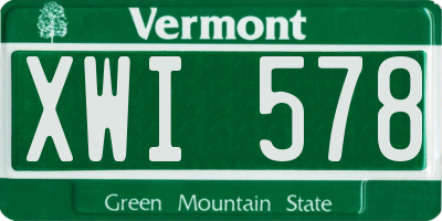 VT license plate XWI578