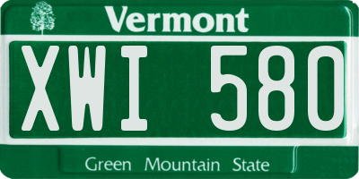 VT license plate XWI580